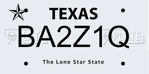 BA2Z1Q Texas License Plate