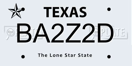 BA2Z2D Texas License Plate