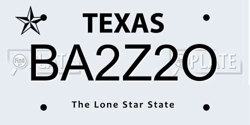BA2Z2O Texas License Plate