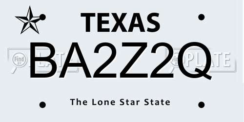 BA2Z2Q Texas License Plate