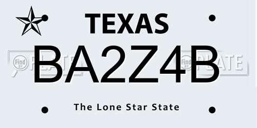 BA2Z4B Texas License Plate