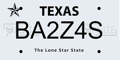 BA2Z4S Texas License Plate