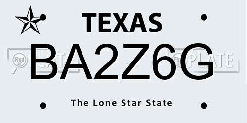 BA2Z6G Texas License Plate