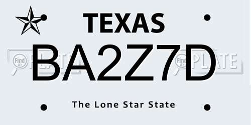 BA2Z7D Texas License Plate