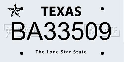 BA33509 Texas License Plate