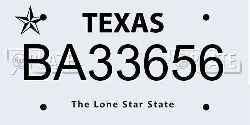 BA33656 Texas License Plate