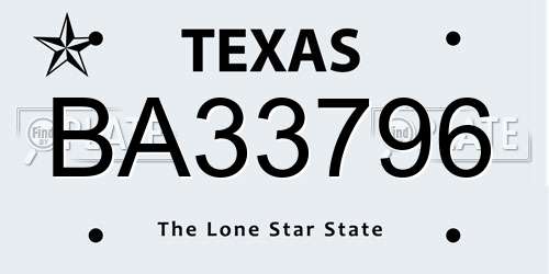 BA33796 Texas License Plate