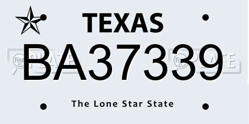 BA37339 Texas License Plate