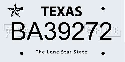 BA39272 Texas License Plate