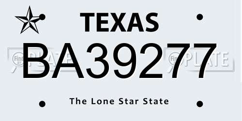 BA39277 Texas License Plate