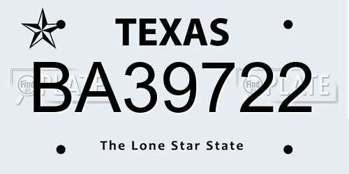 BA39722 Texas License Plate