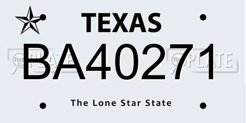 BA40271 Texas License Plate