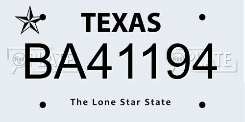 BA41194 Texas License Plate
