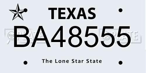 BA48555 Texas License Plate