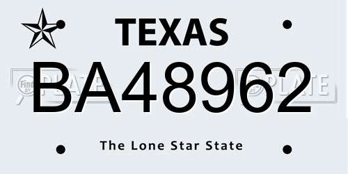 BA48962 Texas License Plate