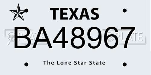 BA48967 Texas License Plate