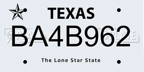 BA4B962 Texas License Plate