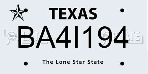 BA4I194 Texas License Plate