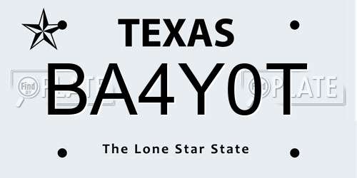BA4Y0T Texas License Plate
