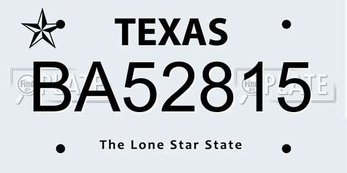 BA52815 Texas License Plate