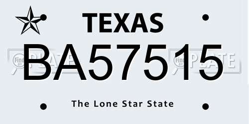 BA57515 Texas License Plate