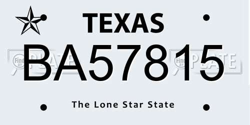 BA57815 Texas License Plate