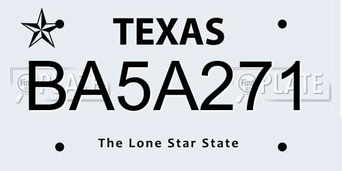 BA5A271 Texas License Plate