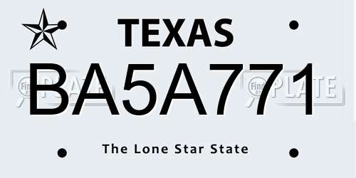 BA5A771 Texas License Plate