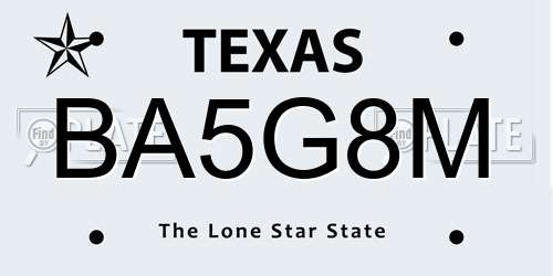 BA5G8M Texas License Plate