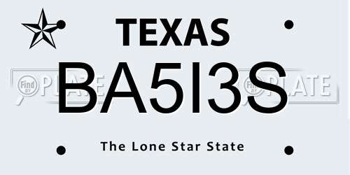BA5I3S Texas License Plate