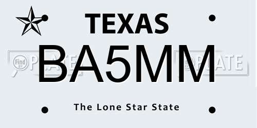 BA5MM Texas License Plate