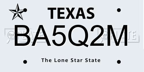 BA5Q2M Texas License Plate