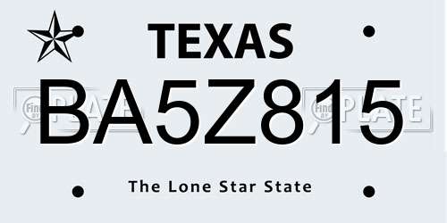 BA5Z815 Texas License Plate