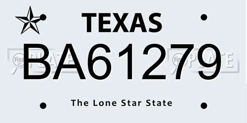 BA61279 Texas License Plate
