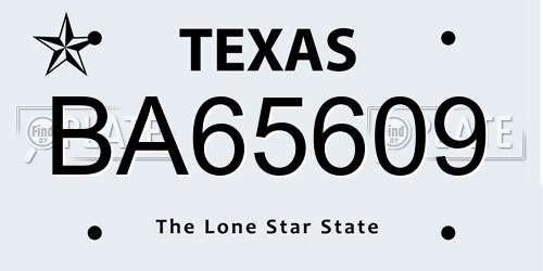BA65609 Texas License Plate