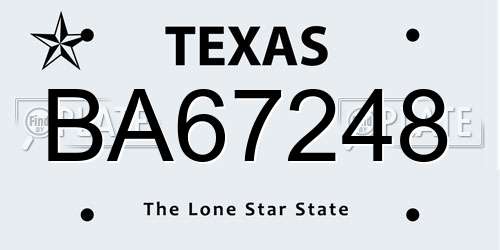 BA67248 Texas License Plate