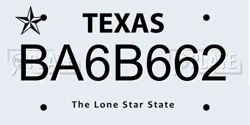 BA6B662 Texas License Plate