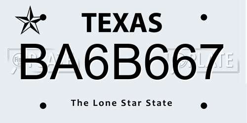 BA6B667 Texas License Plate
