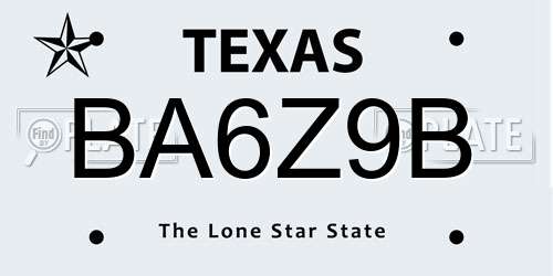 BA6Z9B Texas License Plate