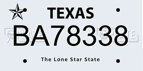 BA78338 Texas License Plate