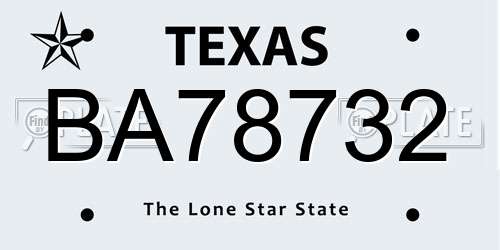 BA78732 Texas License Plate