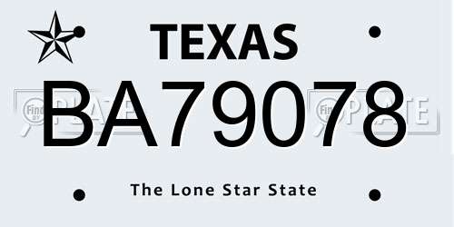 BA79078 Texas License Plate