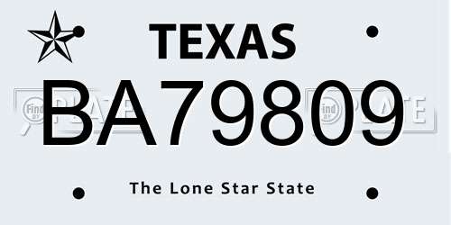 BA79809 Texas License Plate