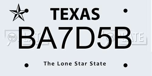 BA7D5B Texas License Plate