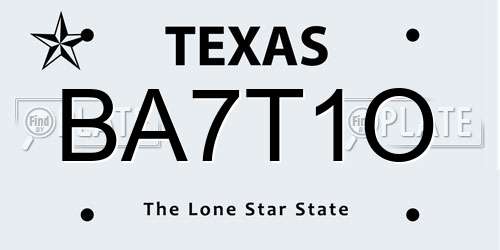 BA7T1O Texas License Plate