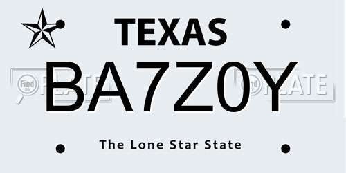 BA7Z0Y Texas License Plate
