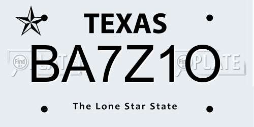 BA7Z1O Texas License Plate