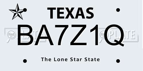 BA7Z1Q Texas License Plate