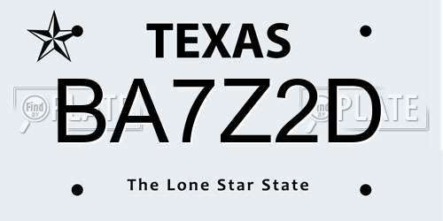 BA7Z2D Texas License Plate