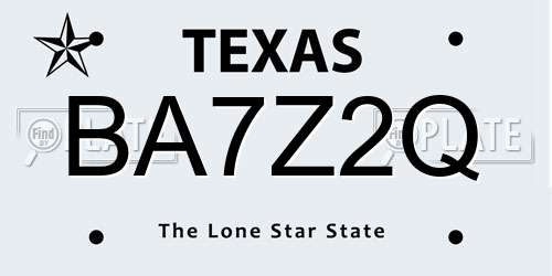 BA7Z2Q Texas License Plate